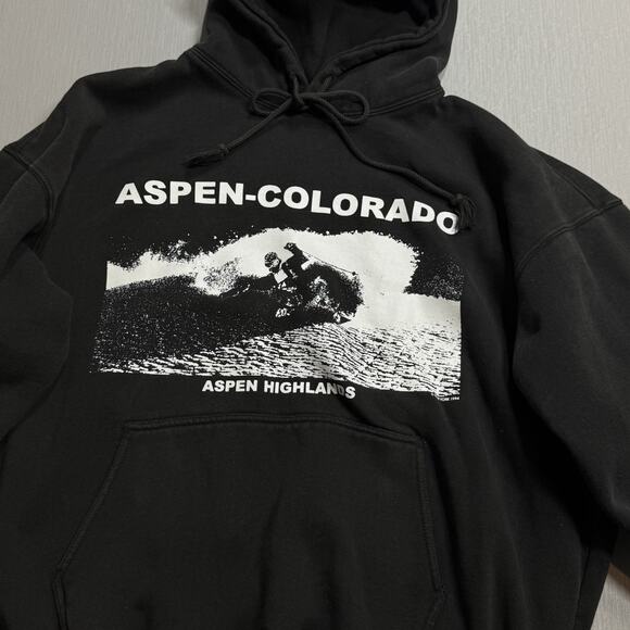 John Galt Aspen Colorado Hoodie Black One Size Oversized fits up to XL - Picture 2 of 6